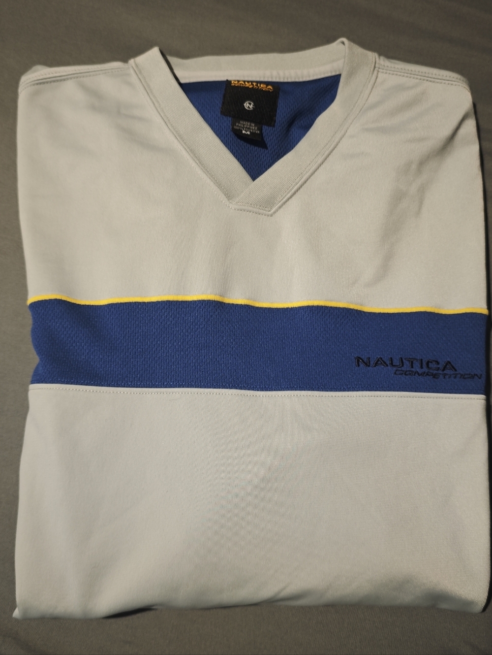 Nautica Competition V-Neck Long Sleeve Logo Graphic T-Shirt Men's Size M